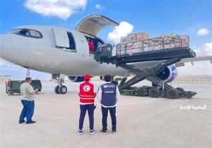 وصول طائرتين من بلجيكا وقطر تحملان مواد غذائية وخيام لغزة مطار العريش
